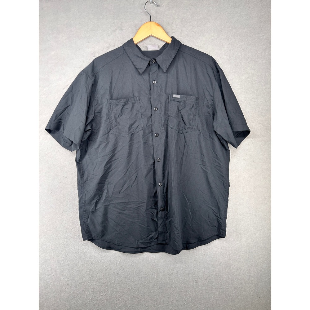 Columbia Silver Ridge Mens XL Gray Ripstop Short Sleeve Button Down Shirt XM7734